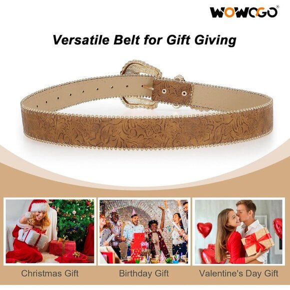 Women\'s Floral Print Western Belts Cowgirl Country Leather Belt Fashion Vintage main image 4